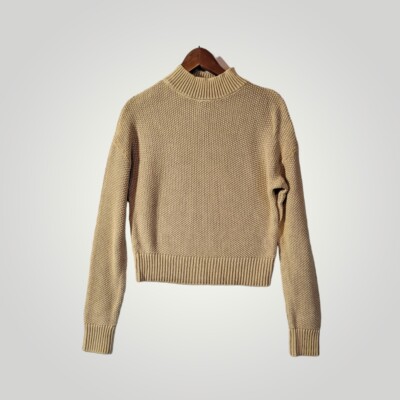 Forever 21 Womens Cropped Knit Sweater Size Small Beige Long