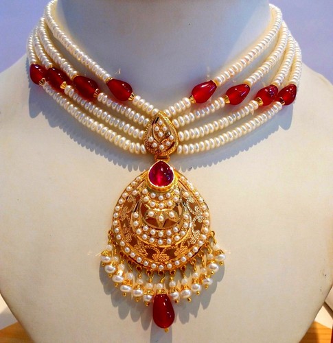 RUBY PEARLS 22K 22CT YELLOW GOLD INDIAN 