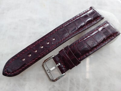 20mm/18mm Dark Purple Alligator Crocodile Print Leather Watch