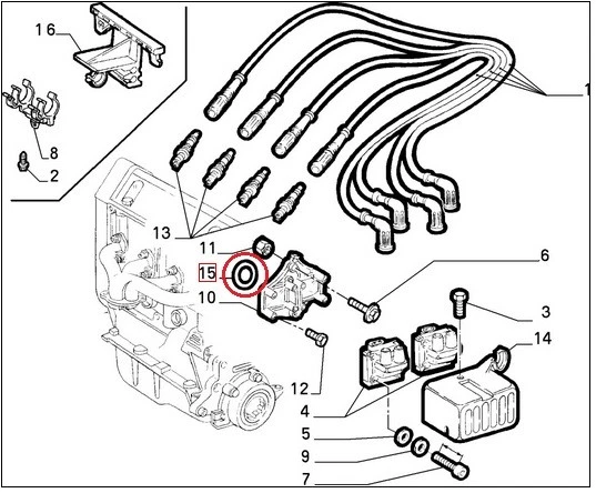 ANELLO TENUTA BOBINA FIAT PANDA - PUNTO - LANCIA YPSILON ORIGINALE 14463980 - Immagine 2 di 4