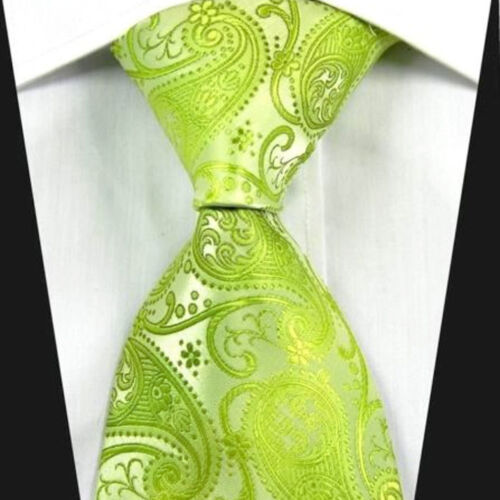 Lime Green Tie Floral Paisley good price Silk Style NEW Wedding silk 611 C2 UK - Picture 1 of 3