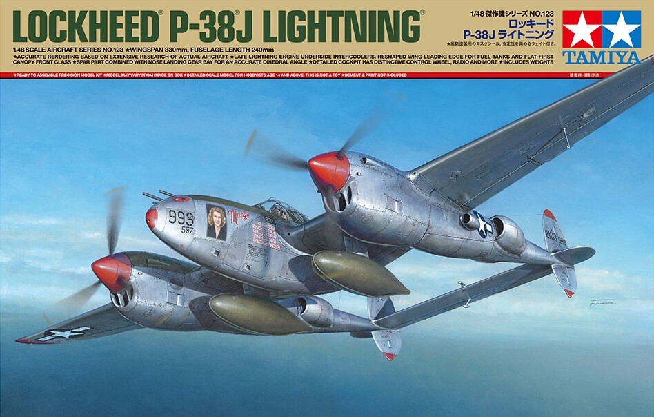 Tamiya 61123 1/48 Scale Model Aircraft Kit WWII USAF Lockheed P-38