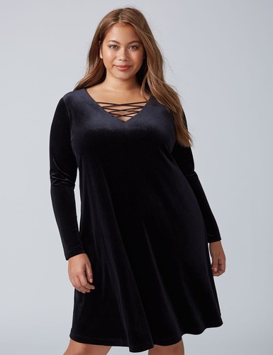 NEW LANE BRYANT PLUS SIZE BLACK LACE-UP 