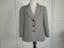 Kasper - Black White Houndstooth Check Fully Lined Blazer - Size 8 - EUC