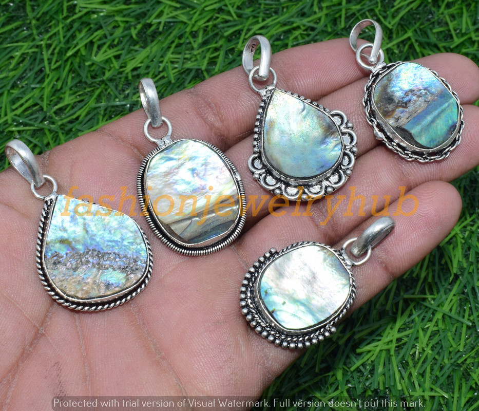 Abalone Shell Gemstone Pendant Wholesale 5pcs Lots Handmade Ethnic