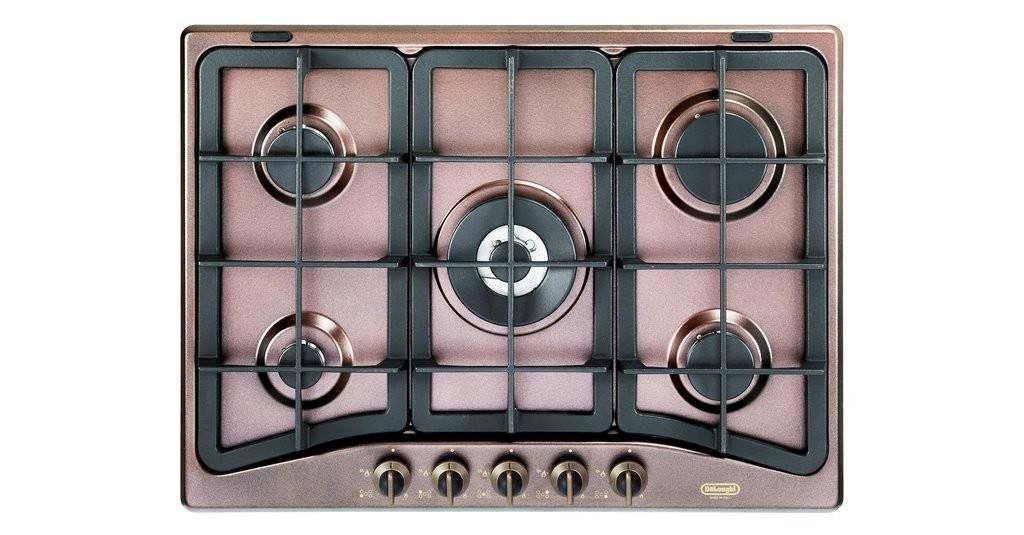 Piano Cottura A Gas De Longhi 5 Fuochi Griglie In Ghisa 70 Cm Ramato ROF57PRO