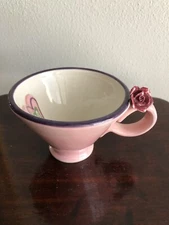 Tika By Home Etc. Pink Cup With Applied Heart And Long Stemmed Rose