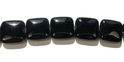 Natural Stone Black Onyx 14mm Square Pillow (one 16'' strand)