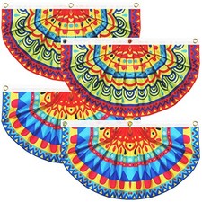 4 Pcs Mexican Party Banner Decorations Semicircle Fiesta Bunting Flag Classic