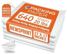 White Bulk Packing Paper Sheets for Moving | 640 sheets 17"x27", 20 lbs