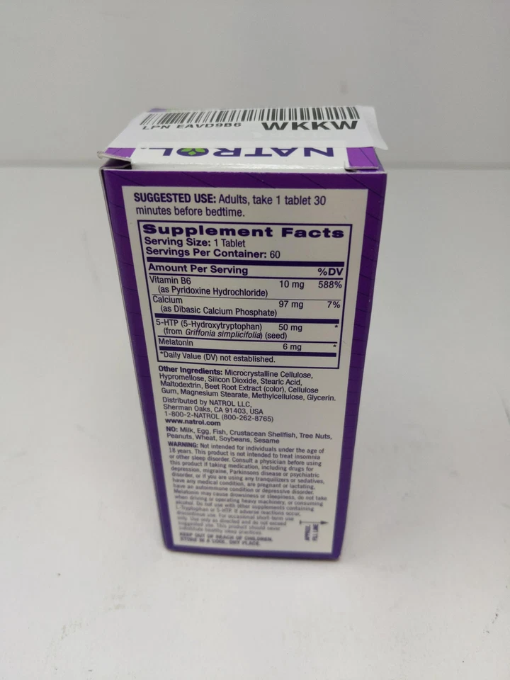 06/25 Natrol улучшенный сон мелатонин + 5htp, 6 мг, успокаивающее снотворное - Изображение 3 из 4