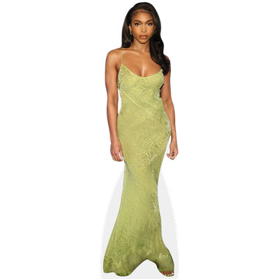 Lori Harvey (grünes Kleid) lebensgroßer Ausschnitt