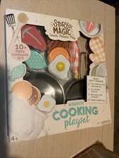 Wooden Cooking Playset, 10 Piece Wooden Kids Pretend Play Kitchen Set, Ages 4 