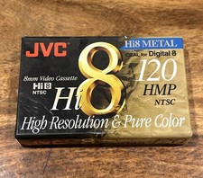 JVC HI8 Metal 8mm Video Cassette 120 HMP NTSC High Resolution  Pure Color