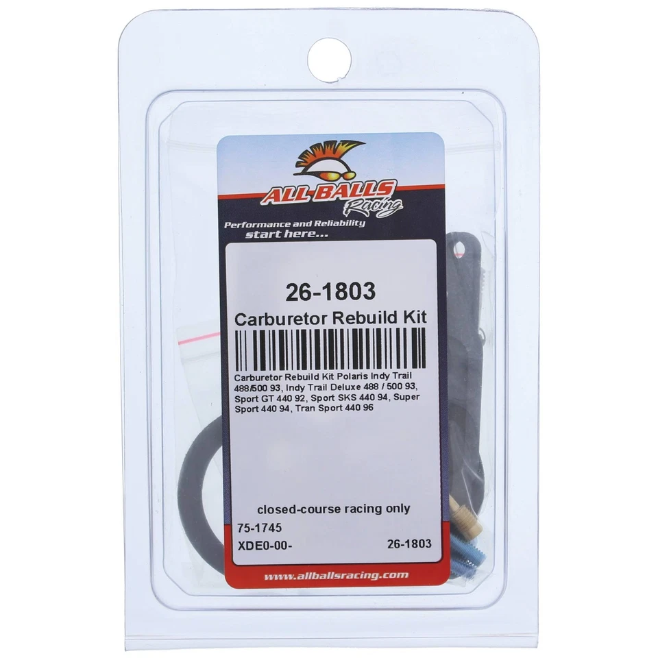New All Balls Carburetor Rebuild Kit 26-1803 for Polaris Sport GT 440 92 Foto 4 de 4