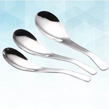 3 Pcs Stainless Steel Thickening Meal Spoon Spoon Set for Kitchen Dining