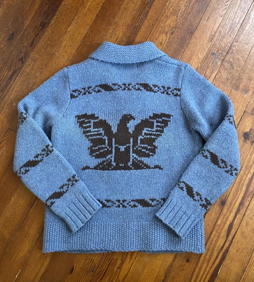 Cárdigan Suéter Lana Cremallera Suroeste Águila Azul Levis Western Big Lebowski De Colección M Foto 2 de 4