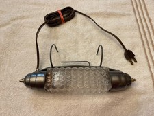 Vtg Headboard Bed Reading Light Lamp Art Deco Bubbled Glass Chrome Clean Works