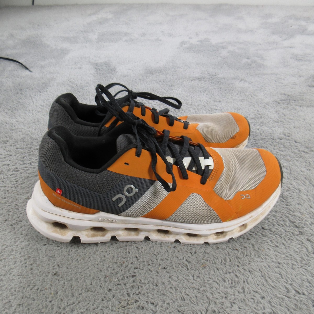 On Running Shoes Mens Size 9 Orange Gray Mesh CloudTec 