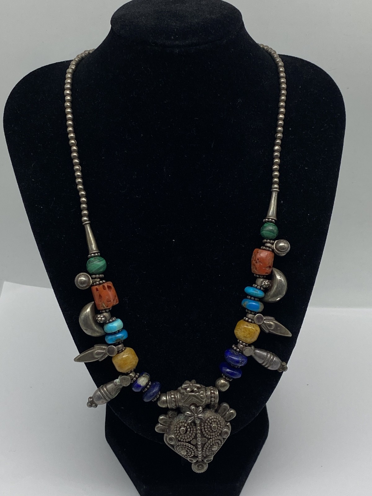 Sterling Silver Multi Beads Pendant Necklace 60.0g - image 3