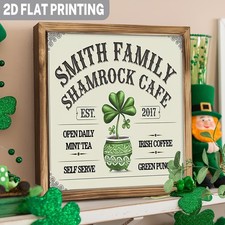 St. Patrick's Day Wooden Plaque Smith Family Shamrock Cafe Irish Rustic Wall Art