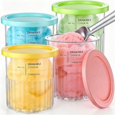 4 Pack Ice Cream Tubs for Ninja Creami Deluxe NC500 NC501 UK Series - 24 oz Repl