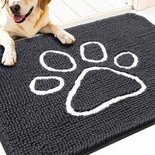 OLANLY Dog Door Mat 30x20, Muddy Paws, Paw Print, Absorbent Non-Slip Washable