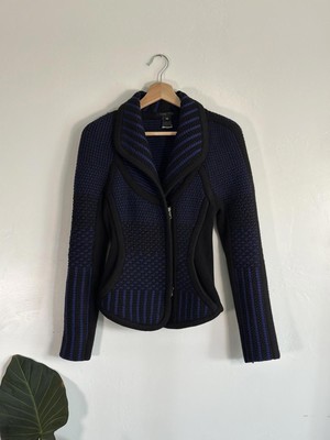 Ohne Titel | Featured on Vogue Runway | Checked Weave Wool Coat Black Blue