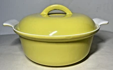 Descoware Dutch Oven 2 Quart Roaster Enamel Cast Iron Mustard Yellow 9”