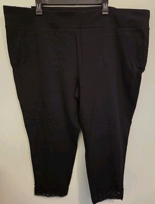 Terra & Sky Women's Plus Size 4X Lace Capri Leggings BLACK High Waist #10725