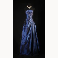 Blue Women Dresses Flower Taffeta Sleeveless Formal Classcial Valentine's Dress