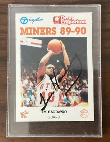 89-90 Signed Tim Hardaway Signed College Basketball Card UTEP