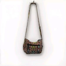 Vera Bradley Crossbody Bag Adjustable Strap Black Paisley Zip Closure Medium