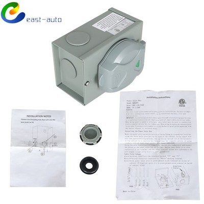 50 Amp 3 Prong Generator Power Inlet Box SS 2-50P Weatherproof 125/250 V 12.5 KW