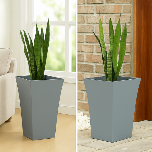 2 x 44cm Tall Grey Large Plant Pot Indoor Outdoor Garden Square Plastic Planter - Picture 4 of 4