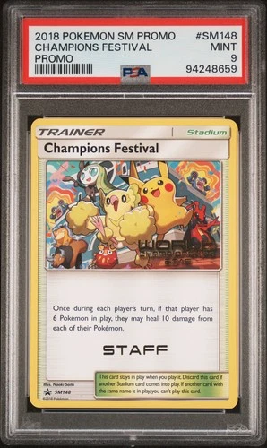 2018 POKEMON SM BLACK STAR PROMO WORLD 18-STAFF #SM148 CHAMPIONS FESTIVAL PSA 9