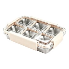 Divided Serving Tray 6-Compartment Stainless Steel Leakproof Container Dip Tray