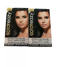 Two 2 Color Eazy Black Hair Dye Cream Hair Permanent Color Noir- Set of 2