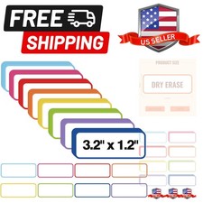 72 Pcs Dry Erase Magnetic Labels, 3.2 x 1.2 Colored Border Reusable Writable ...