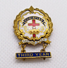 Christian Sunday School Pin 2nd Year Wreath + 3rd Year Bar Littles System 1/10 1