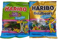 2 x 4 oz Haribo Tropical Gummi Candy (1 x Twin Snakes & 1 x Goldbears)...