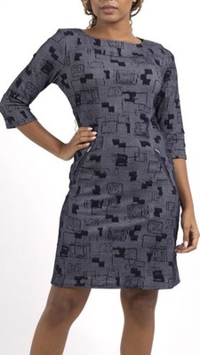 VEGAS Paris Kleid 3/4-Arm   Art of Contrasts  - Schwarz Graublau -Hingucker -NEU