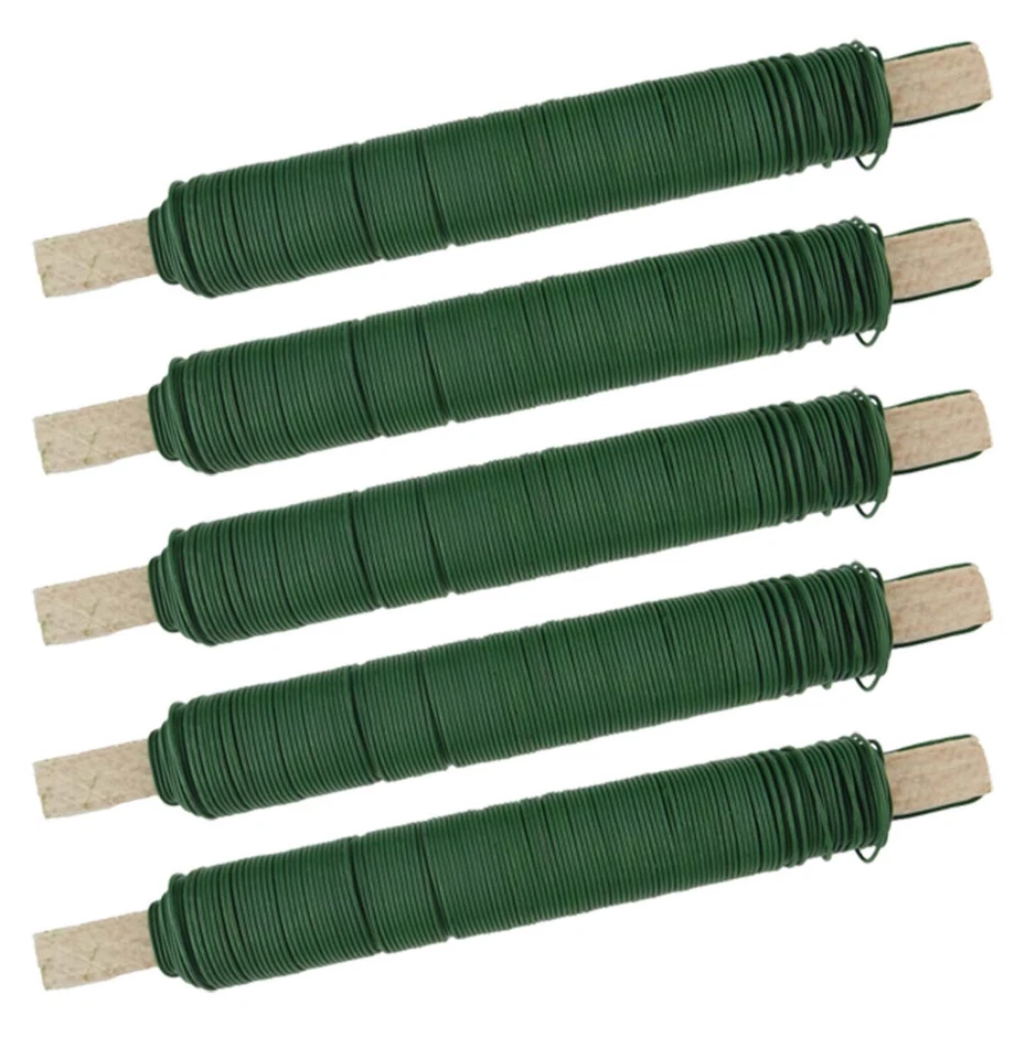 VARIVENDO Wickeldraht Bindedraht Basteldraht Pflanzendraht Blumendraht Draht grün 5 Rollen