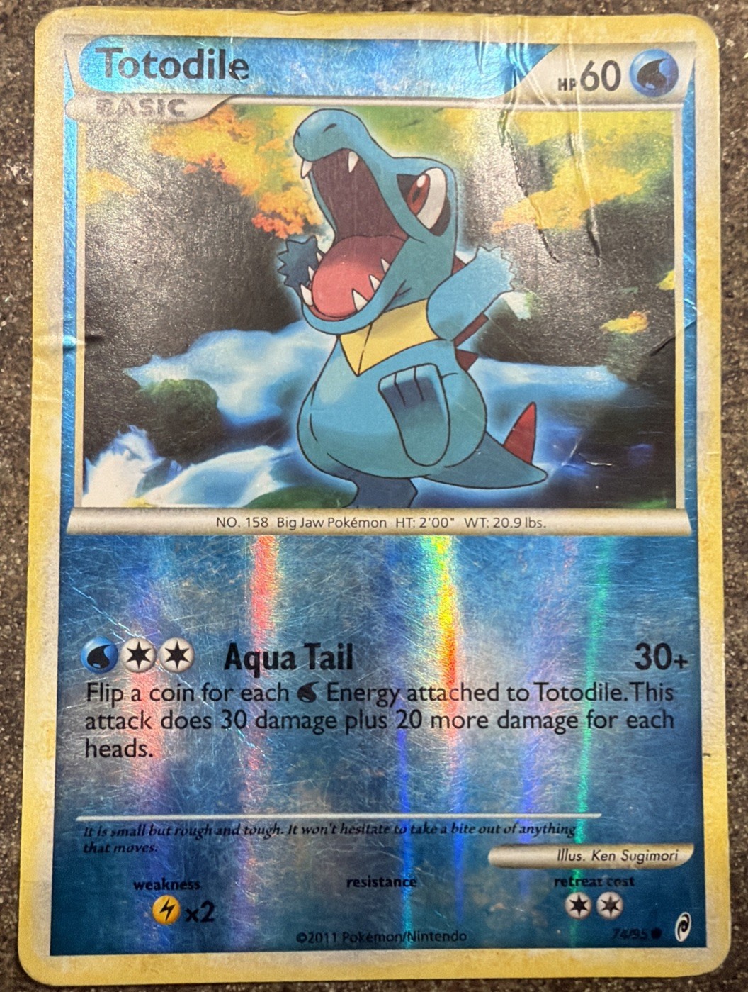 Damaged Totodile 74/95 Call of Legends Reverse Holo Pokémon TCG Card