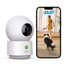 2.5K 4MP AOSU WiFi Security Camera 360° Baby Monitor, Alexa Compatible, IR Night