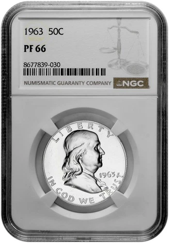 1963 50C Proof Silver Franklin Half Dollar NGC Graded PF 66 in New Holder