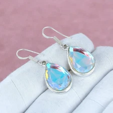 Mystic Topaz  gemstone handmade 925 sterling silver jewelry Earrings