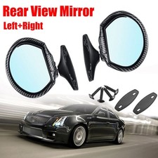 2x Classic Car Door Side Mirrors Retro Rearview Universal Carbon Fiber Pattern