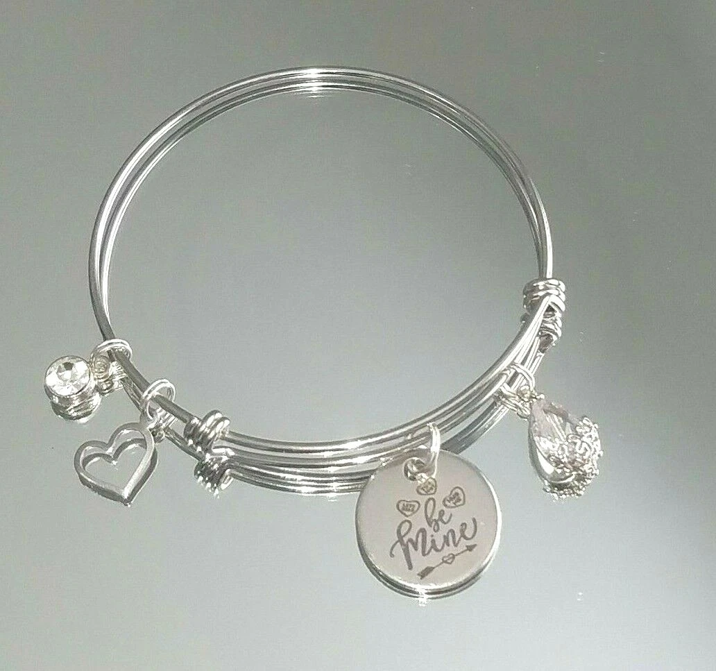 Wire bangle charm bracelets clearance
