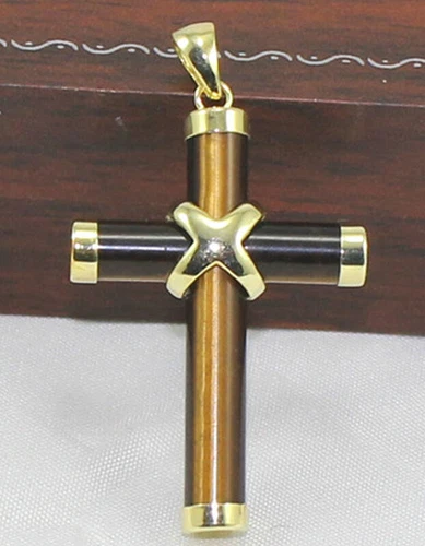 Natural Agate/Tiger's Eye/Topaz/Jade Gemstone Cross Pendant Necklace AAA Grade - Picture 8 of 29